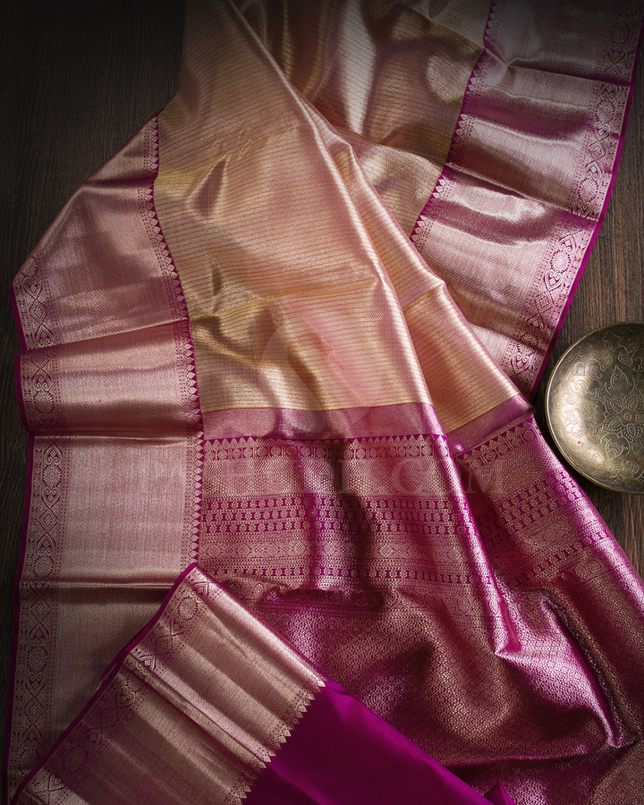 Gold, Silver And Violet Organza Kanjivaram Silk Saree - S1229(A)