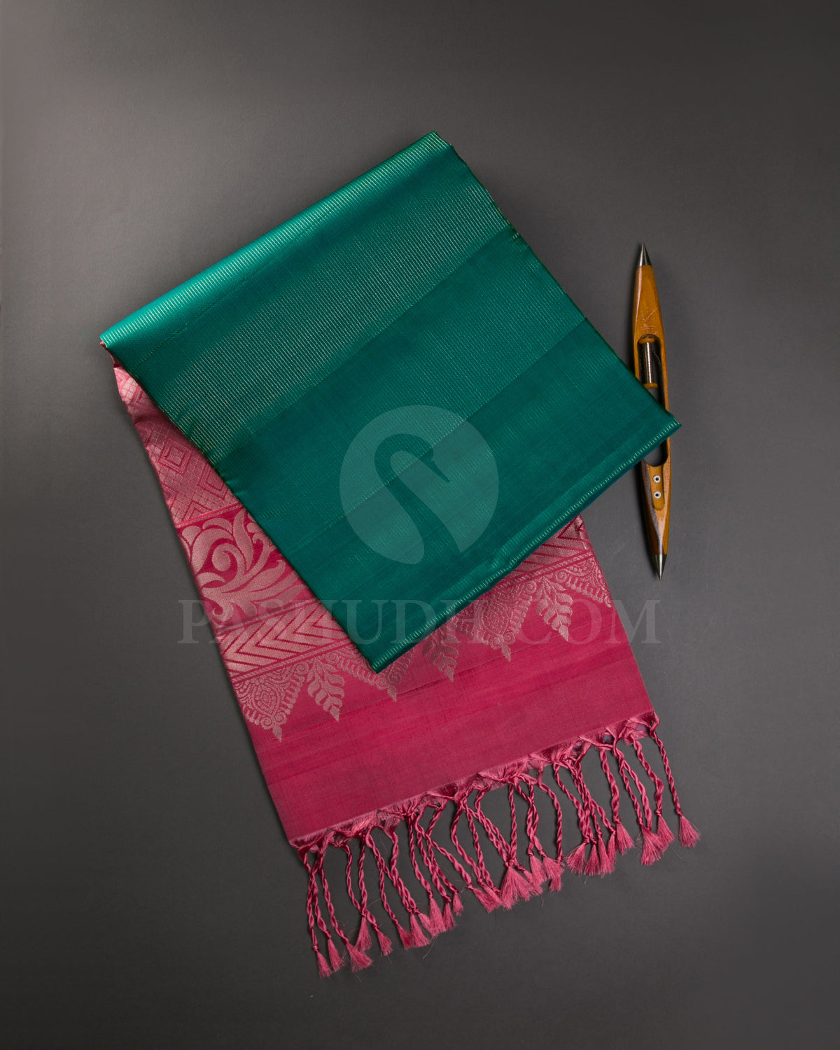 Bottle Green And Watermelon Pink Soft Silk Saree - C69