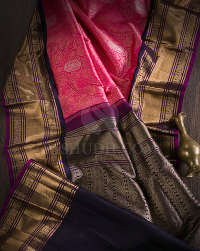 Rani Pink And Deep Aubergine Kanjivaram Silk Saree - S1269(A)