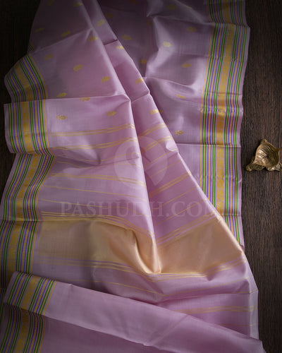 Pastel Lavender No Zari Traditional Kanjivaram Silk Saree - K13