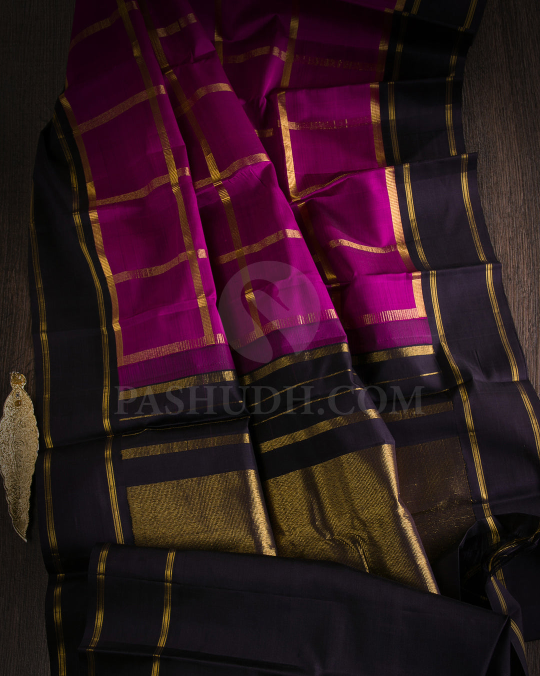 Magenta Pink And Black Traditional Kanjivaram Silk Saree - SVJ18