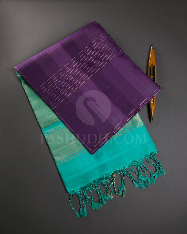 Purple And Turquoise Blue Soft Silk Saree - C81