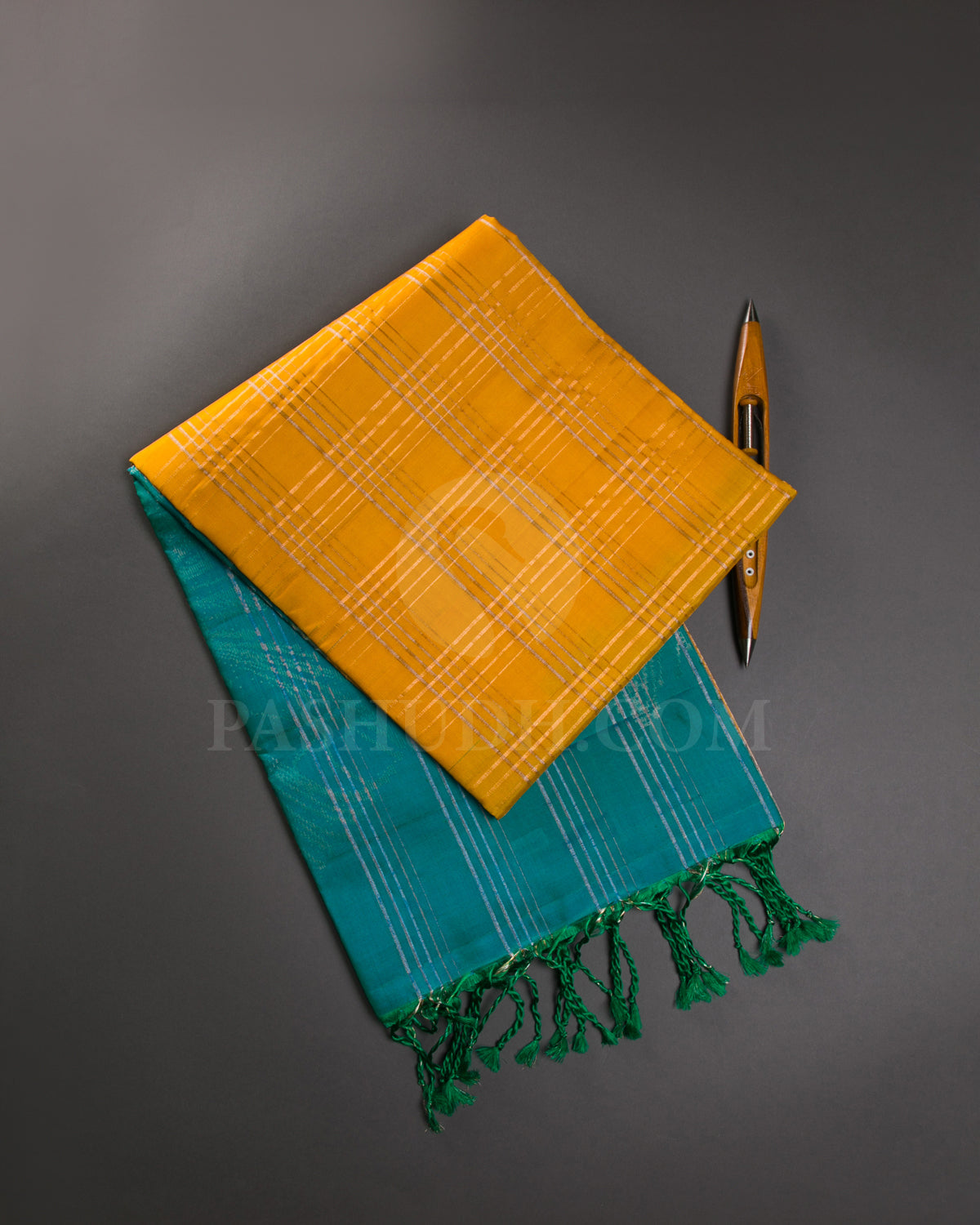 Yellow And Turquoise Blue Soft Silk Saree - C37