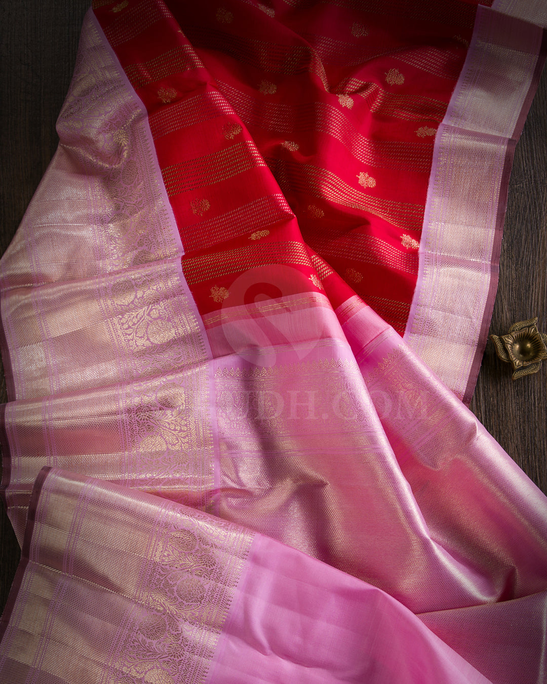 Red And Baby Pink Kanjivaram Silk Saree - S1270(A)
