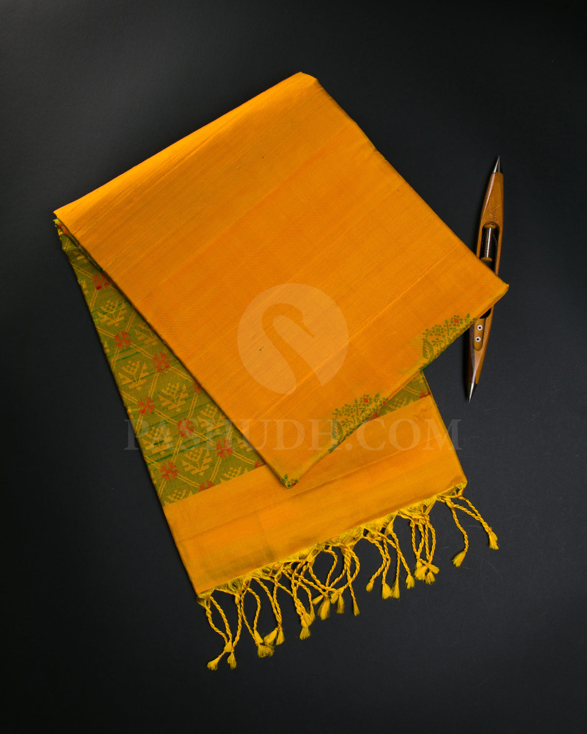 Yellow And Green Soft Silk Saree - C86