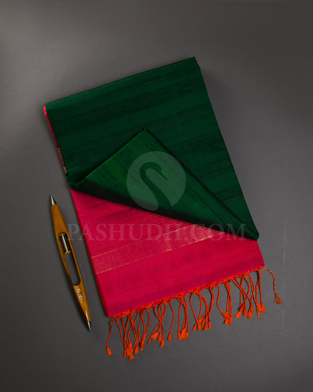Green And Rani Pink Soft Silk Saree - C85