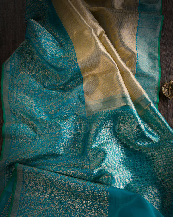 Gold And Anandha Blue Tissue Kanjivaram Silk Saree - S1287(A)