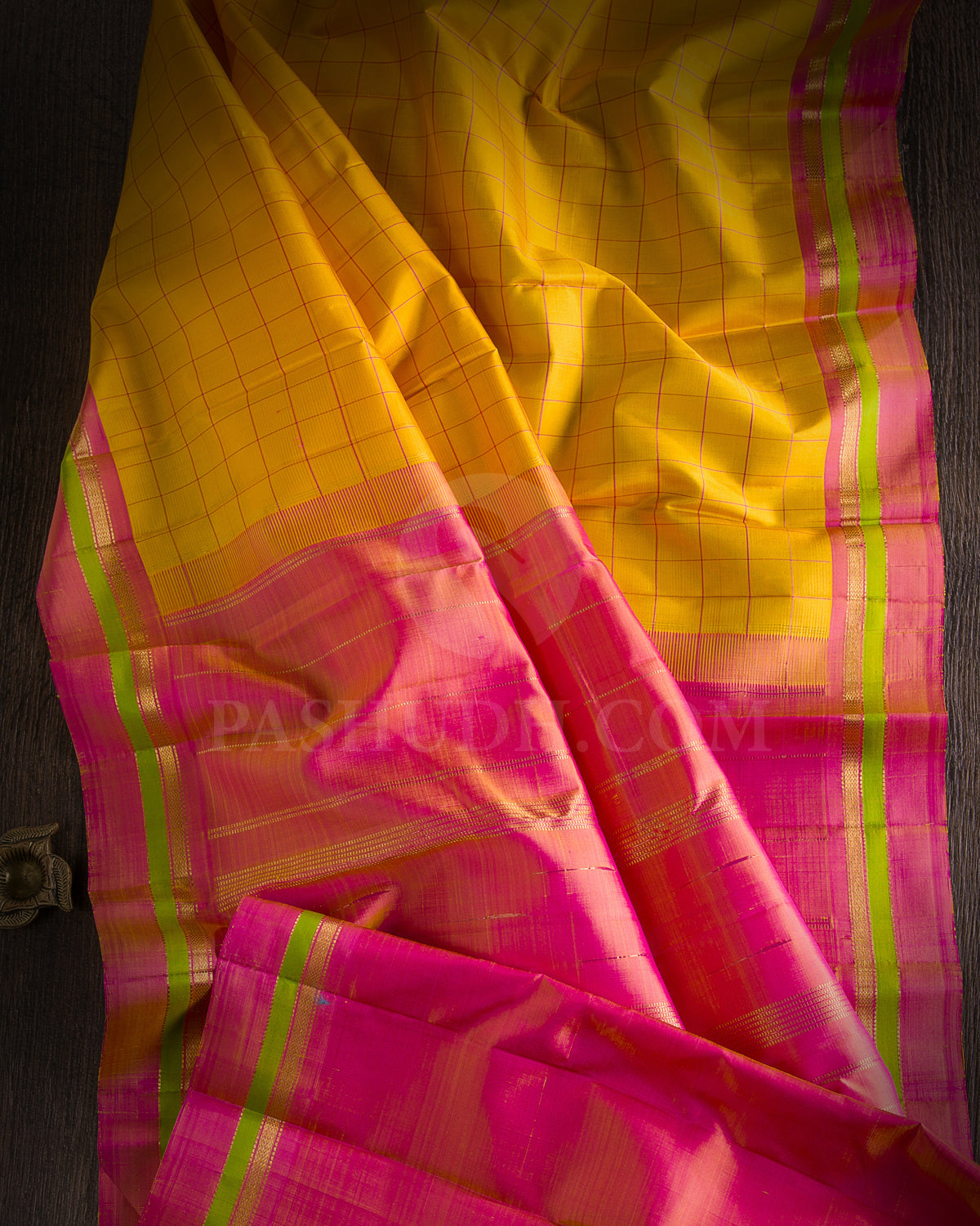 Yellow And Pink Kanjivaram Silk Saree - SVJ35