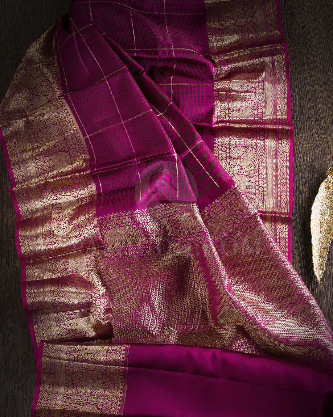 Dark Magenta Traditional Kanjivaram Silk Saree - DJ273(F)