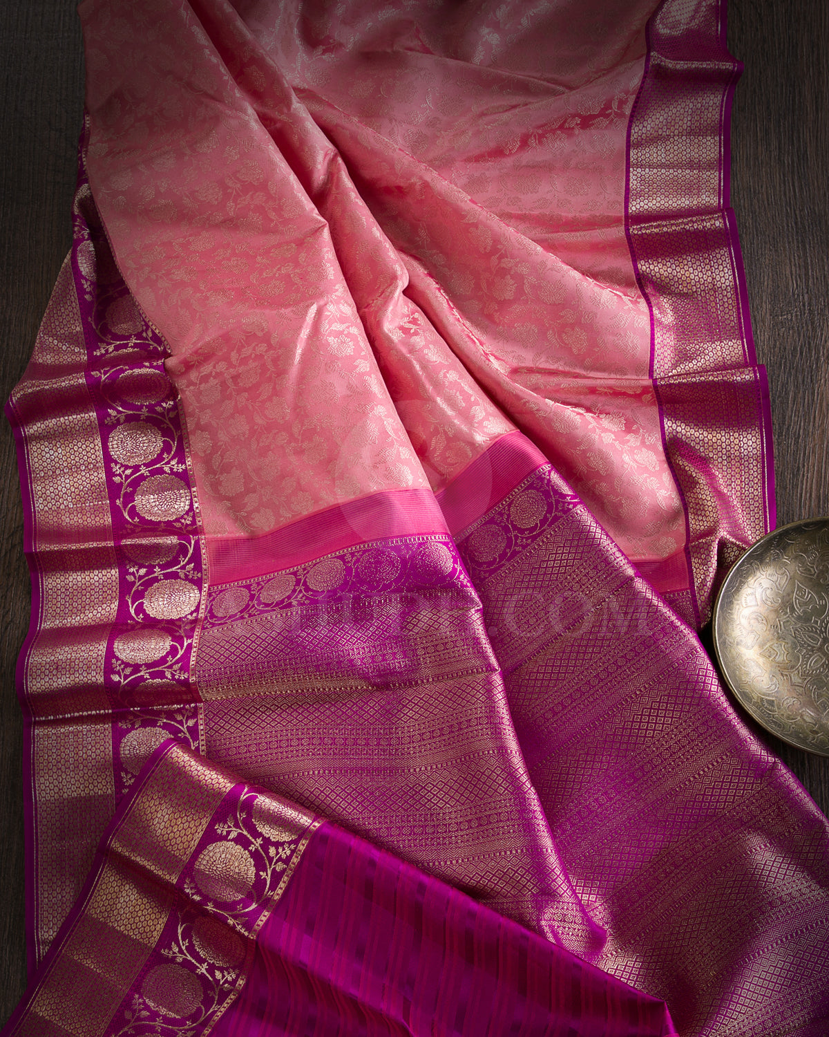 Baby Pink And Magenta Kanjivaram Silk Saree - DT286(A)