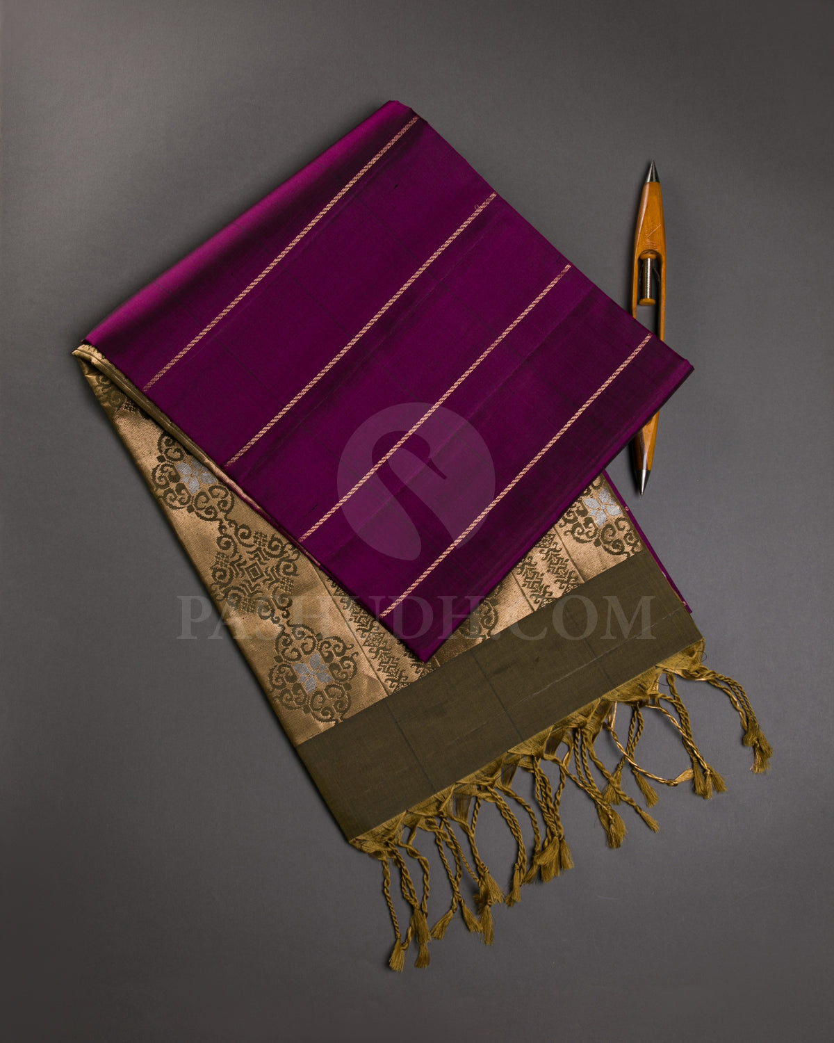 Magenta And Brown Soft Silk Saree - C45