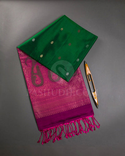 Green And Magenta Soft Silk Saree - C96