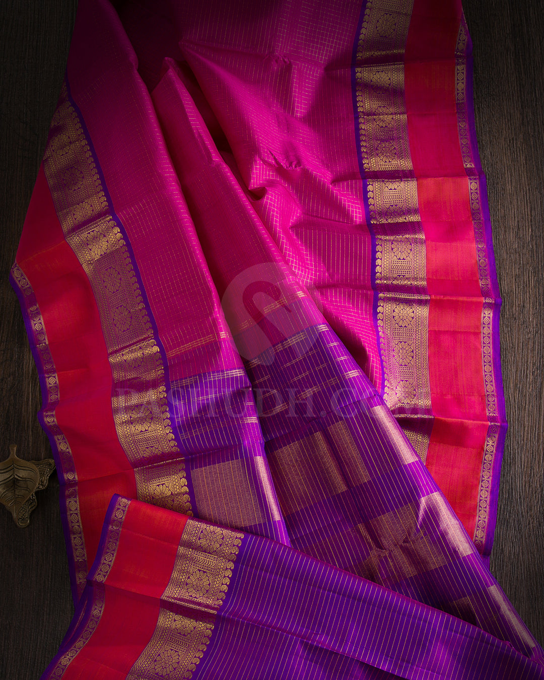 Rani Pink And Violet Traditional Kanjivaram Silk Sare - SVJ24