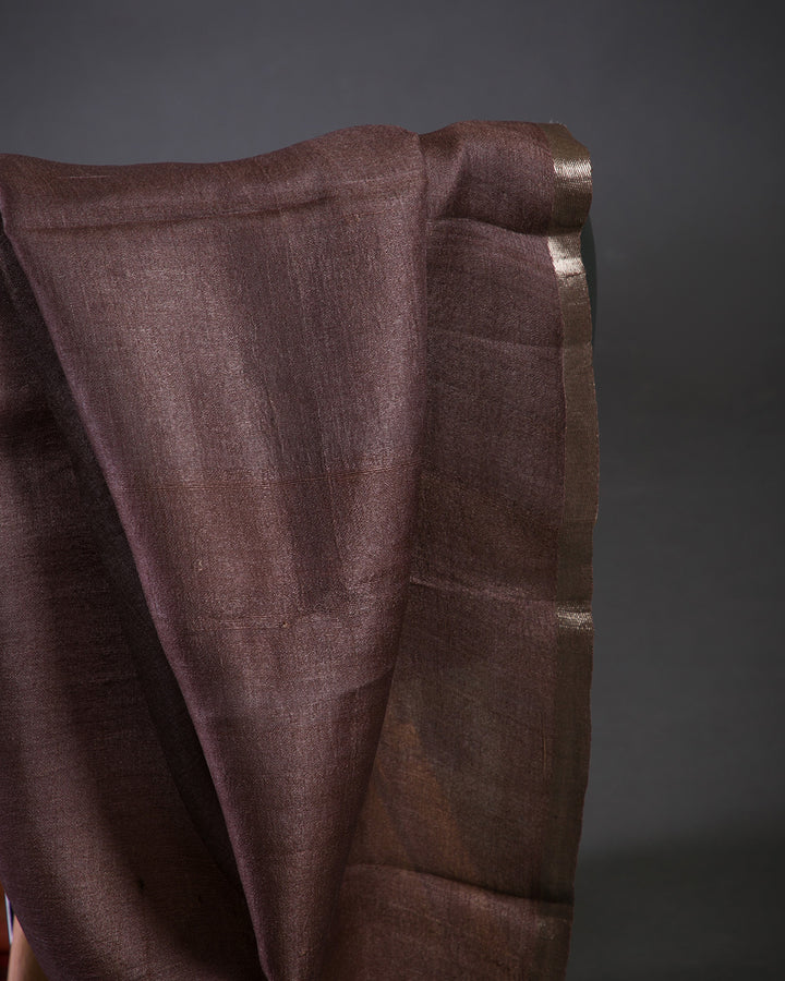 Peach Floral Handloom Tussar Jamdhani Saree - KP21