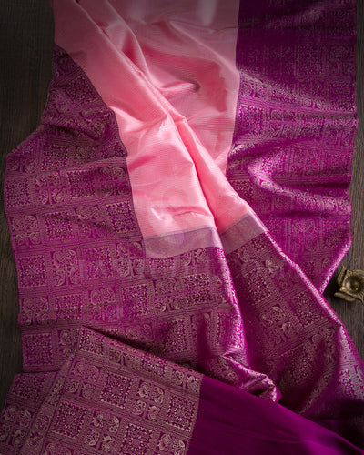 Baby Pink And Violet Kanjivaram Silk Saree - S1271(A)