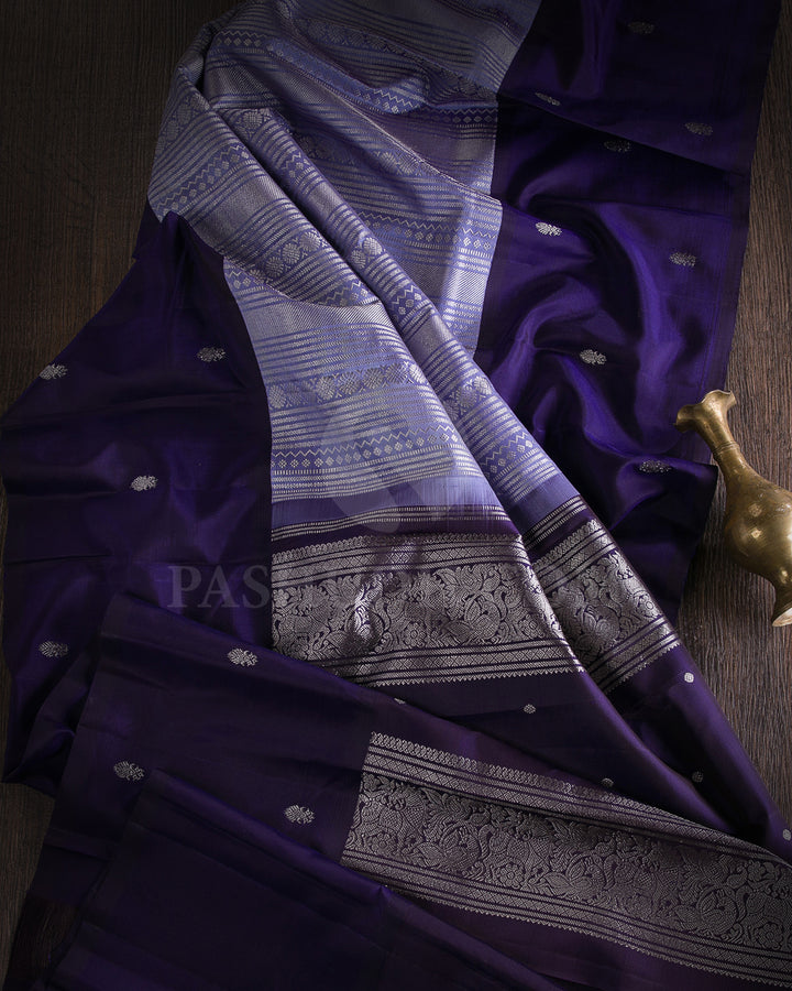 Lavender And Purple Kajivaram Silk Saree - K1