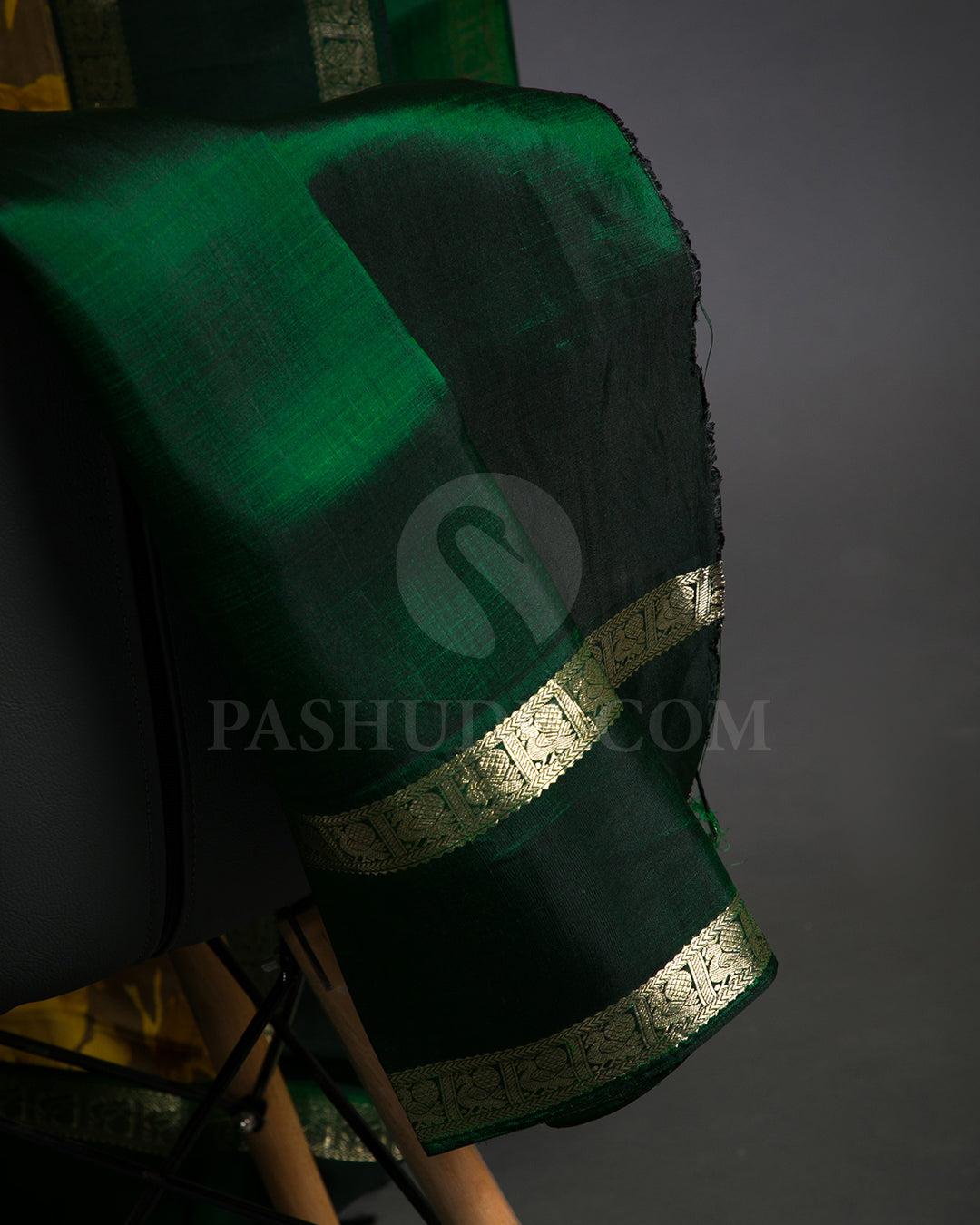 Green And Yellow Printed Handloom Korvai Kanjivaram Silk Saree - KP15