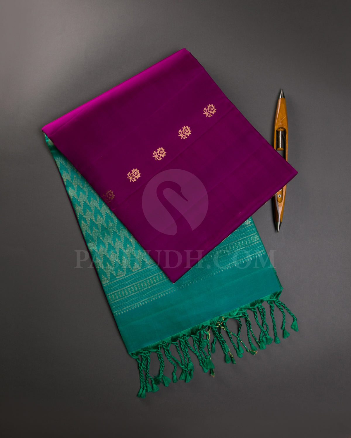 Dark Pink And Turquoise Blue Soft Silk Saree - C90