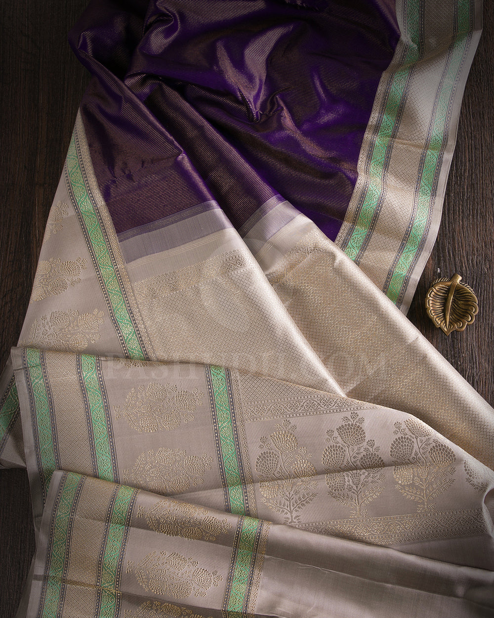 Purple And Grey Shimmer Kanjivaram Silk Saree - S1195(B)