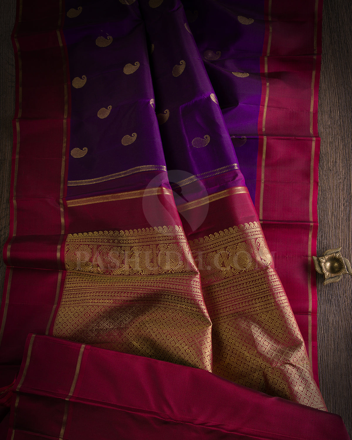 Royal Violet And Maroon Kanjivaram Silk Saree - K6