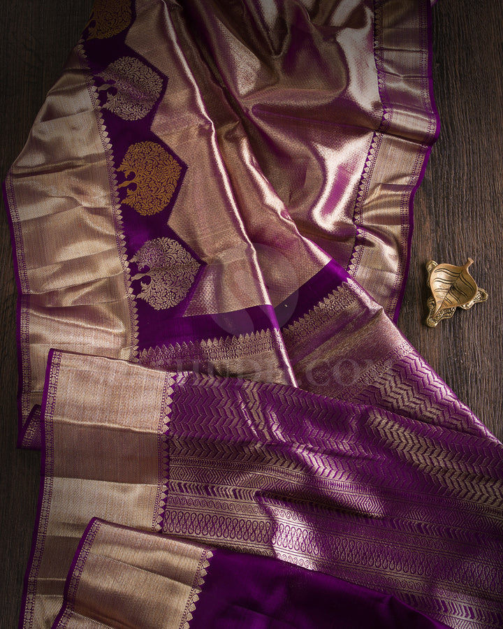 Purple Organza Shimmer Kanjivaram Silk Saree - S1096(B)