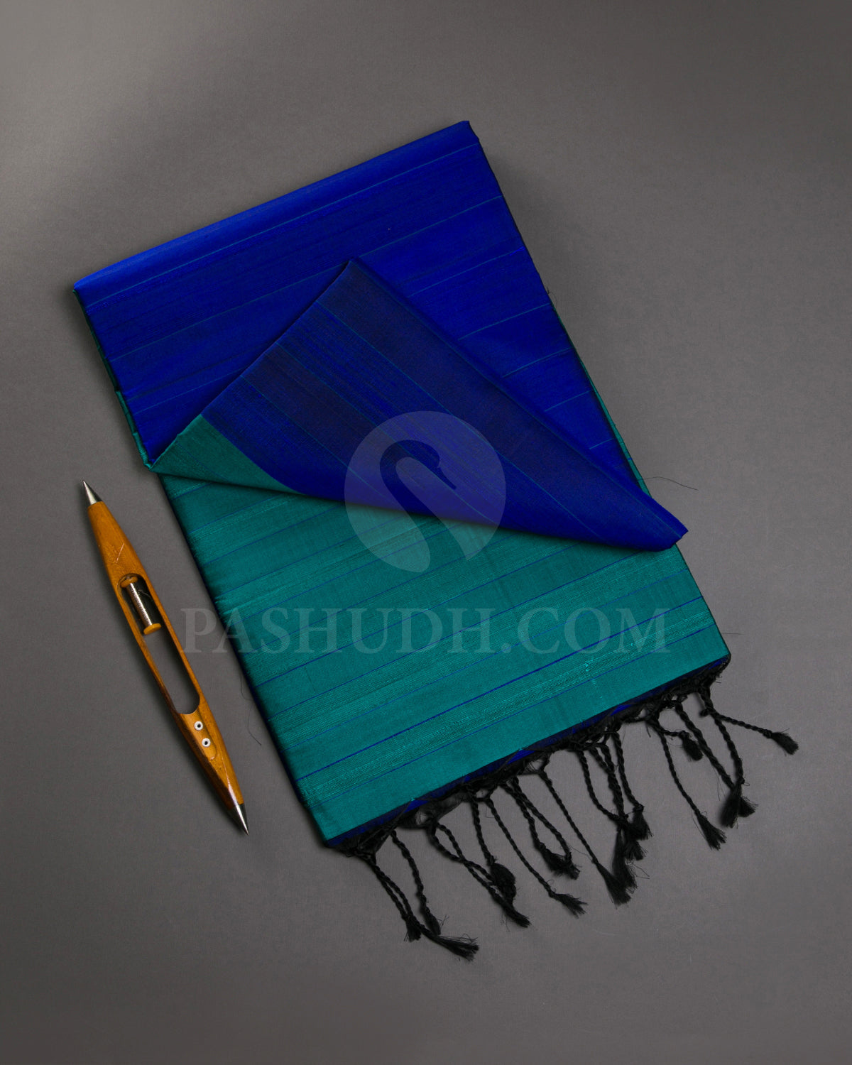 Royal Blue And Green Soft Silk Saree - C82