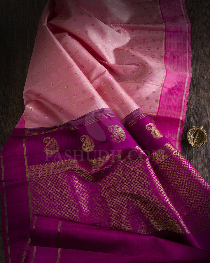 Onion Pink And Rose Pink Kanjivaram Silk Saree - K3