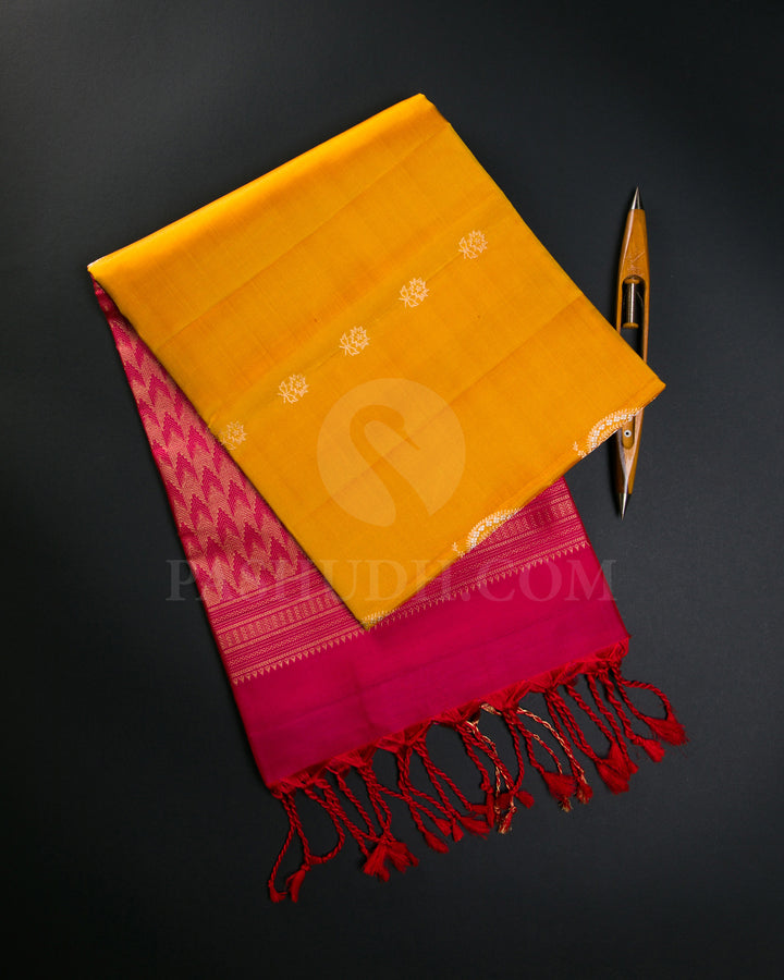 Yellow And Rani Pink Soft Silk Saree -C71