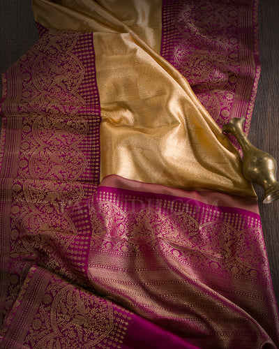 Gold And Violet Tissue Kanjivaram Silk Saree - S1278(A)