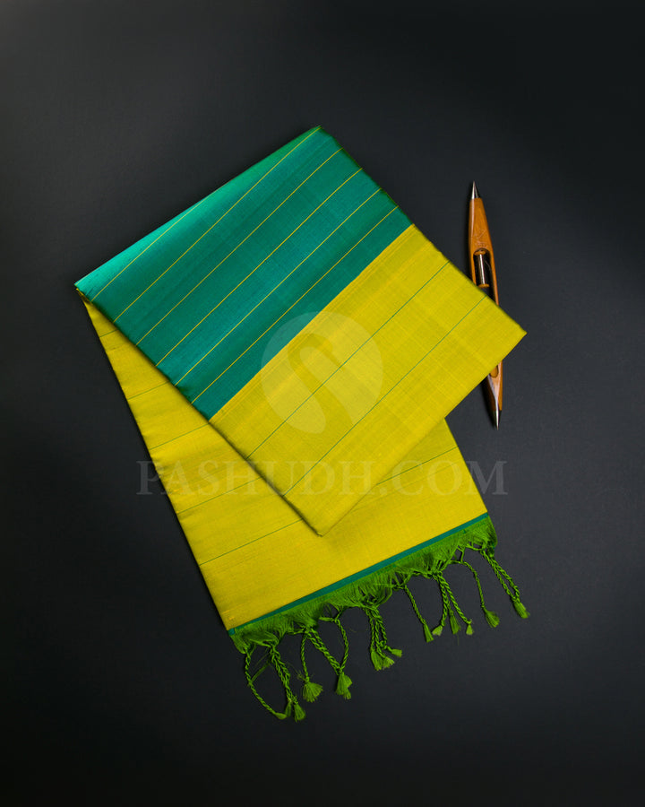 Lime Yellow And Green Soft Silk Saree - C92