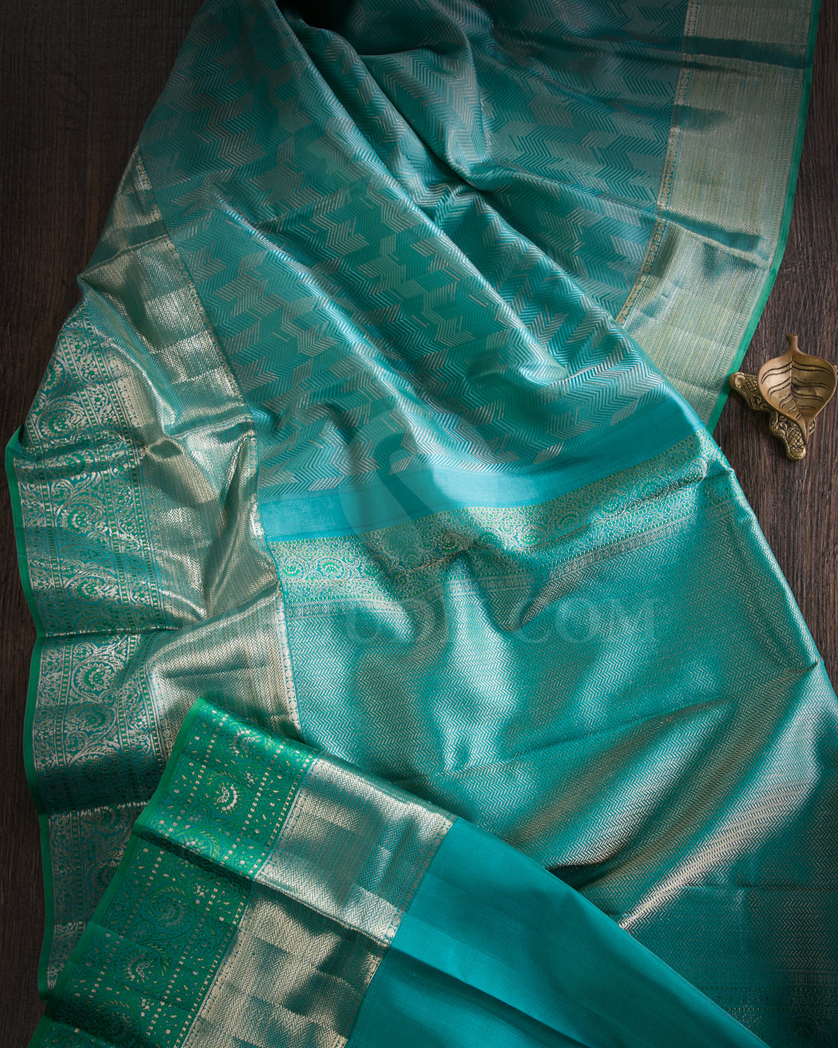 Sky Blue And Light Green Kanjivaram Silk Saree - DT290(A)