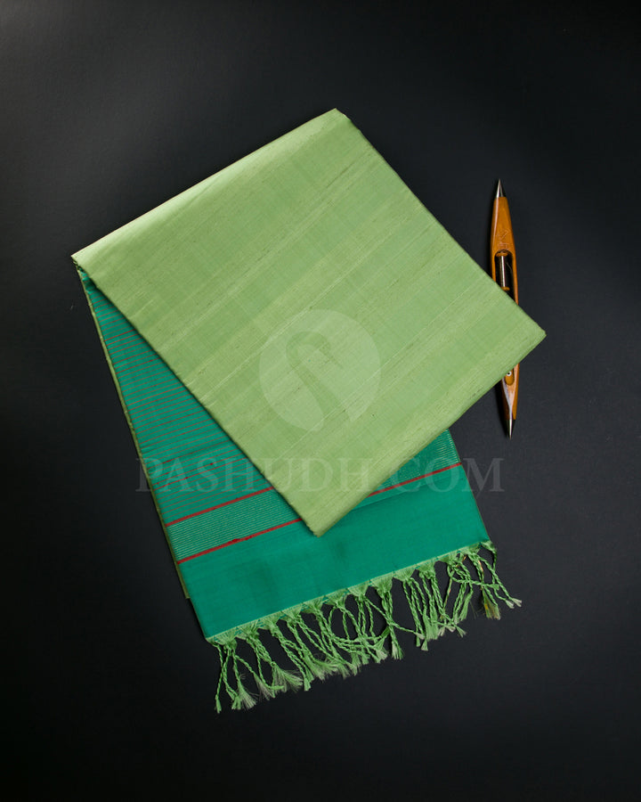 Light Green And Green Soft Silk Saree - C53