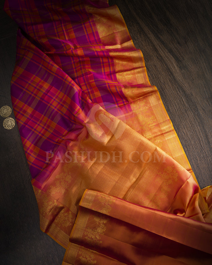Multicolored With Dual Shaded Mustard Yellow Kanjivaram Silk Saree-DJ449(A)