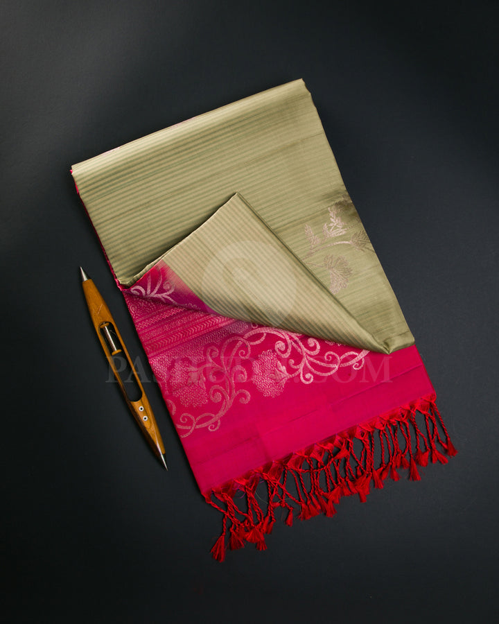 Gold And Rani Pink Soft Silk Saree - C59