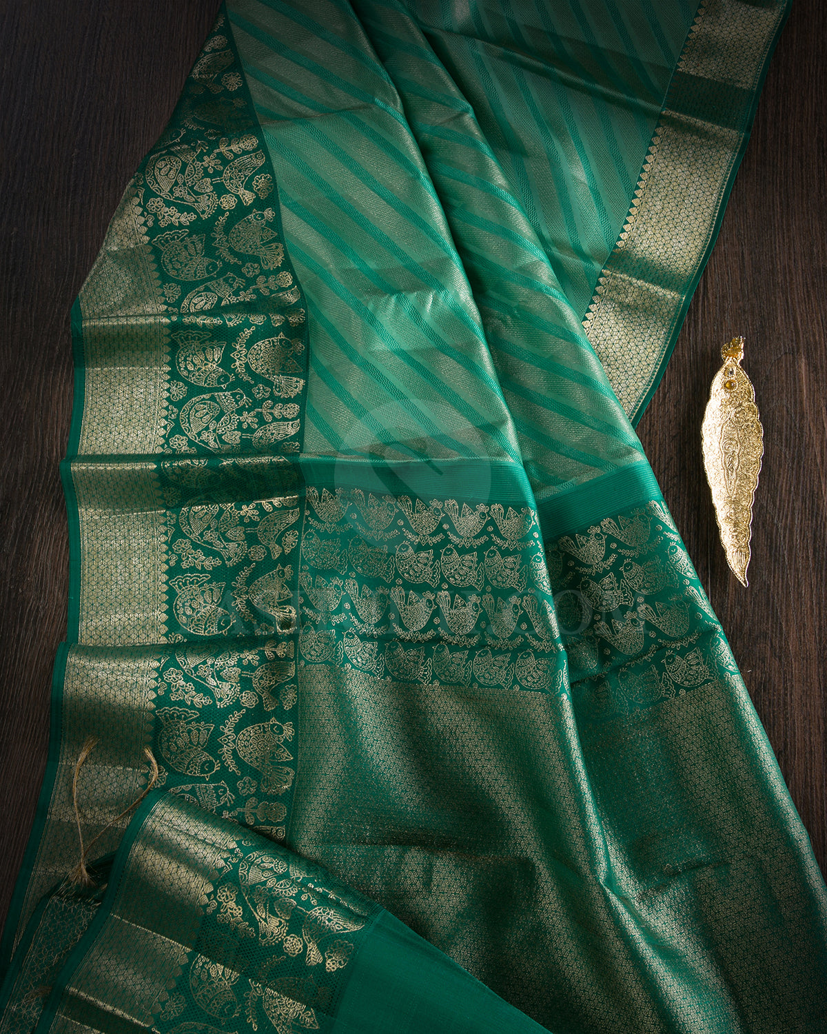 Sea Green And Forest Green Kanjivaram Silk Saree - DT291(A)