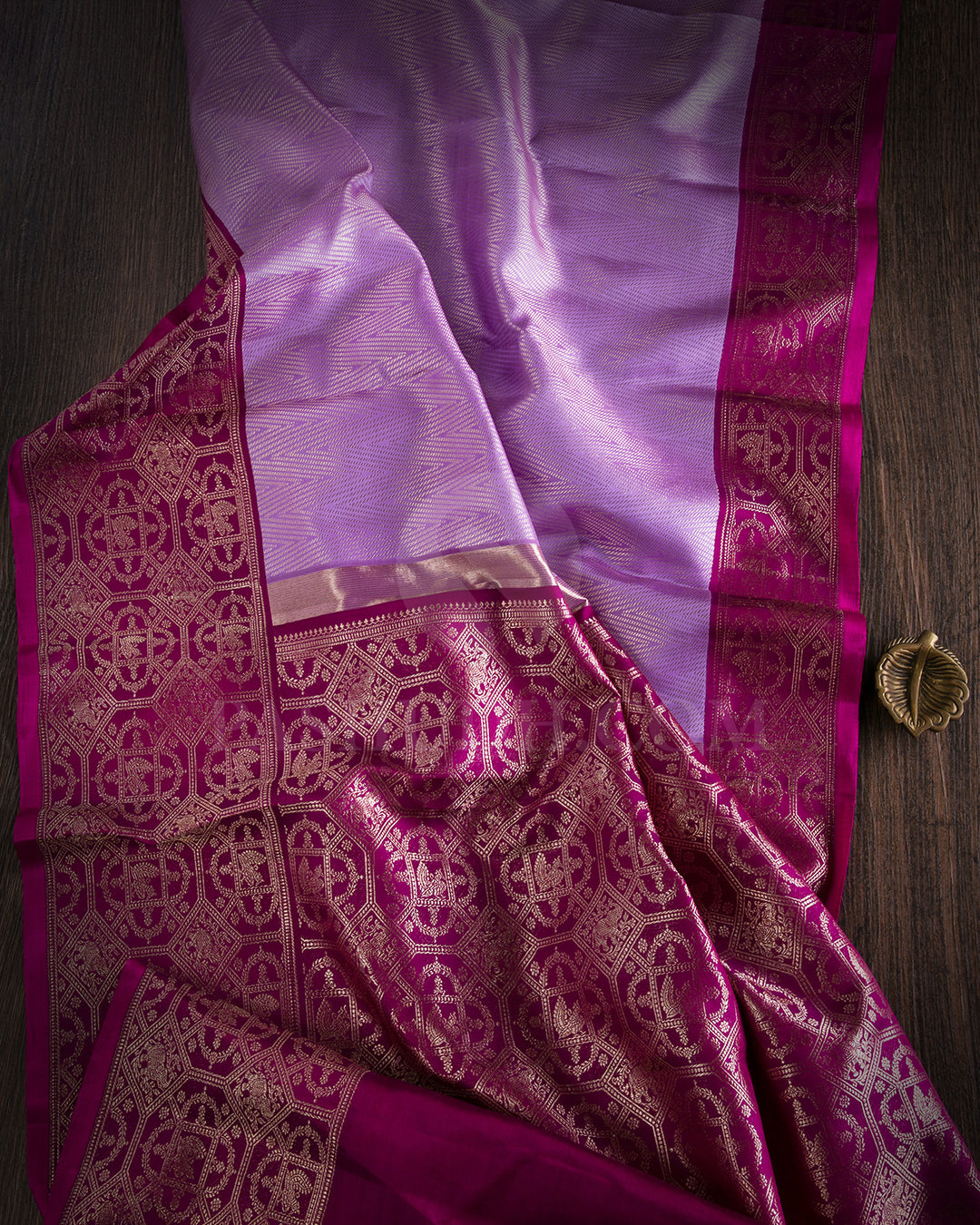 Lavender And Magenta Kanjivaram Silk Saree - S1266(B)