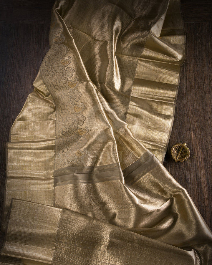 Gold Silver Organza Shimmer Kanjivaram Silk Saree - S1286(B)