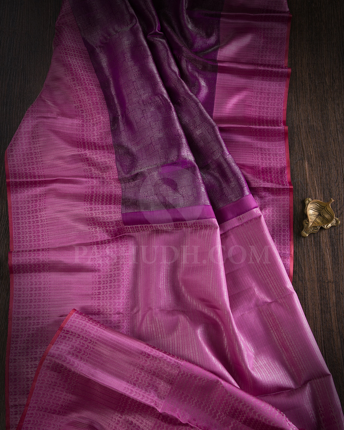 Violet And Baby Pink Kanjivaram Silk Saree - D571(B)