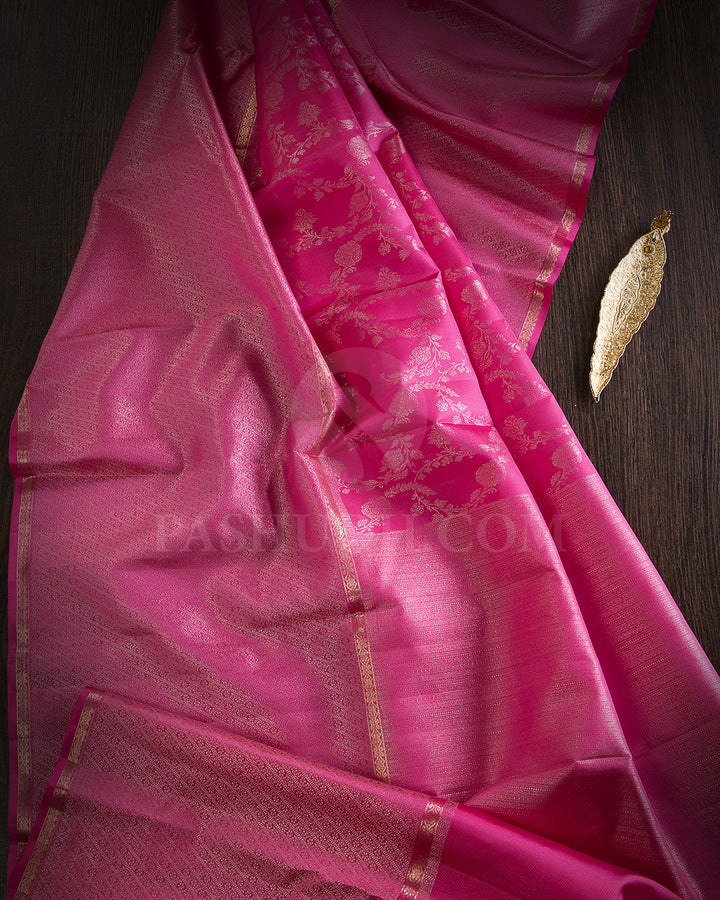 Rose Pink Kanjivaram Silk Saree - DT295(A)