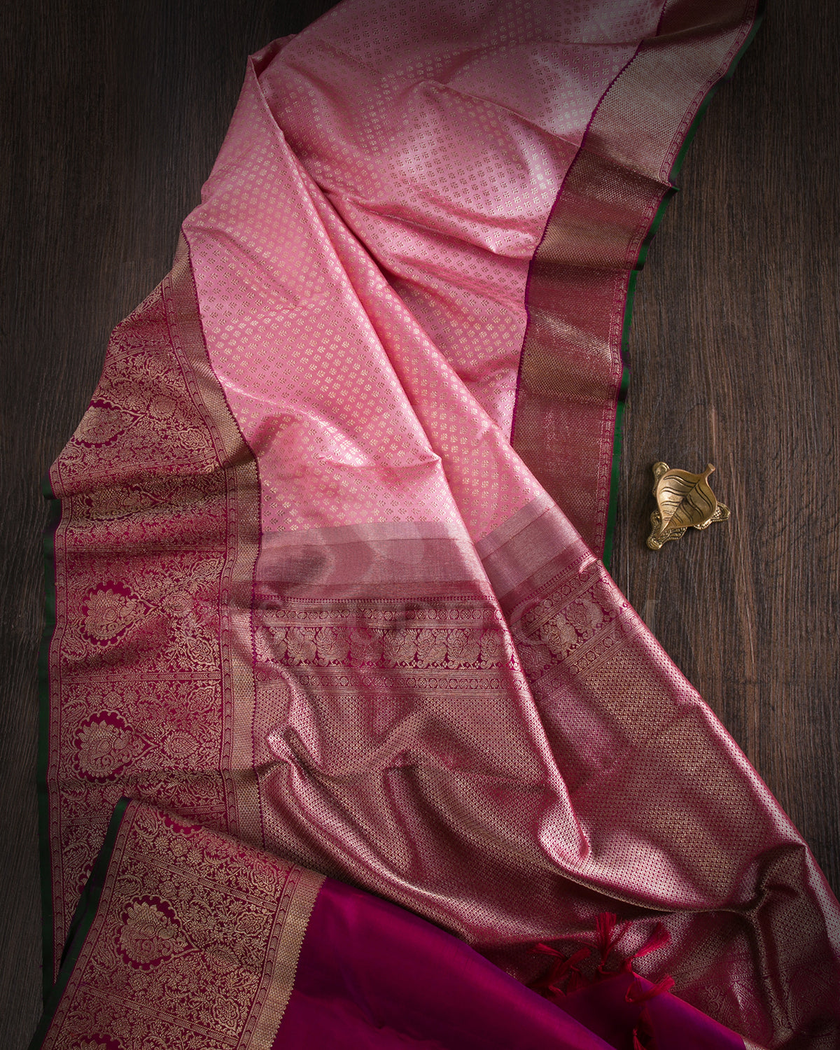 Baby Pink And Magenta Kanjivaram Silk Saree - S1239(B)