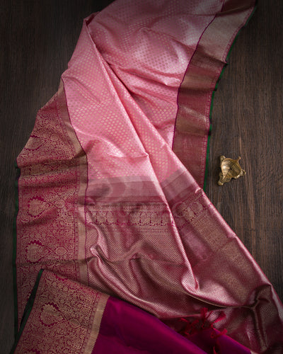 Baby Pink And Magenta Kanjivaram Silk Saree - S1239(B)