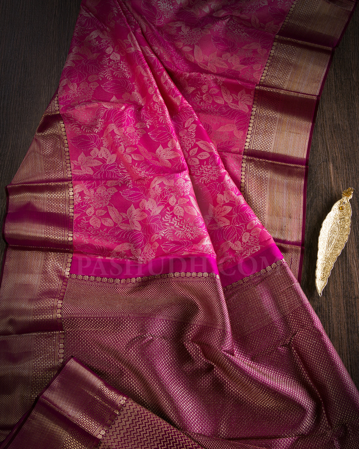 Bright Pink And Magenta Kanjivaram Silk Saree - D548(C)