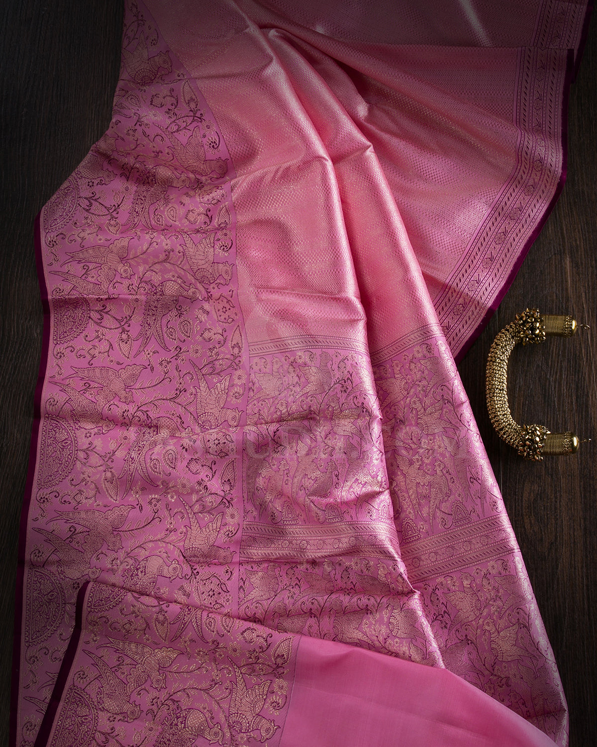 Baby Pink and Lavender Kanjivaram Silk Saree - S1274(B)