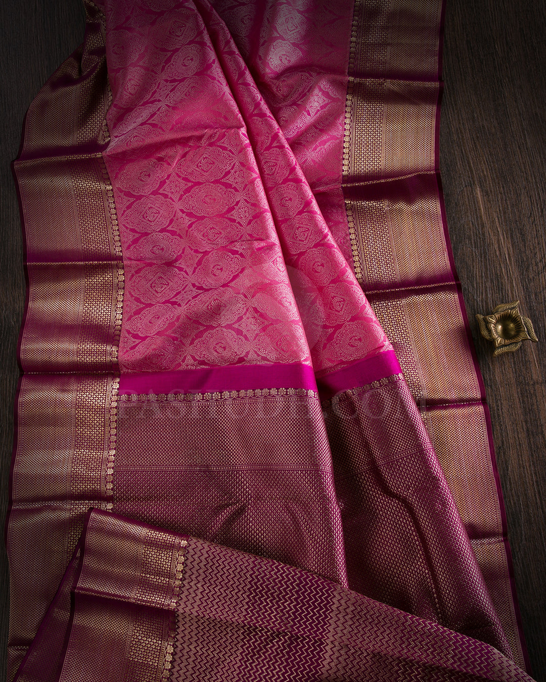Light Pink And Magenta Kanjivaram Silk Saree - D584(A)