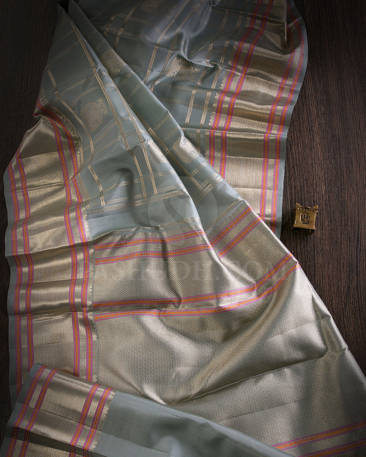 Grey Traditional Kanjivaram Silk Saree - SVJ44