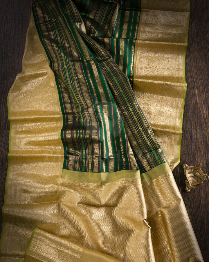 Green And Beige Kanjivaram Silk Saree - S1203(B)