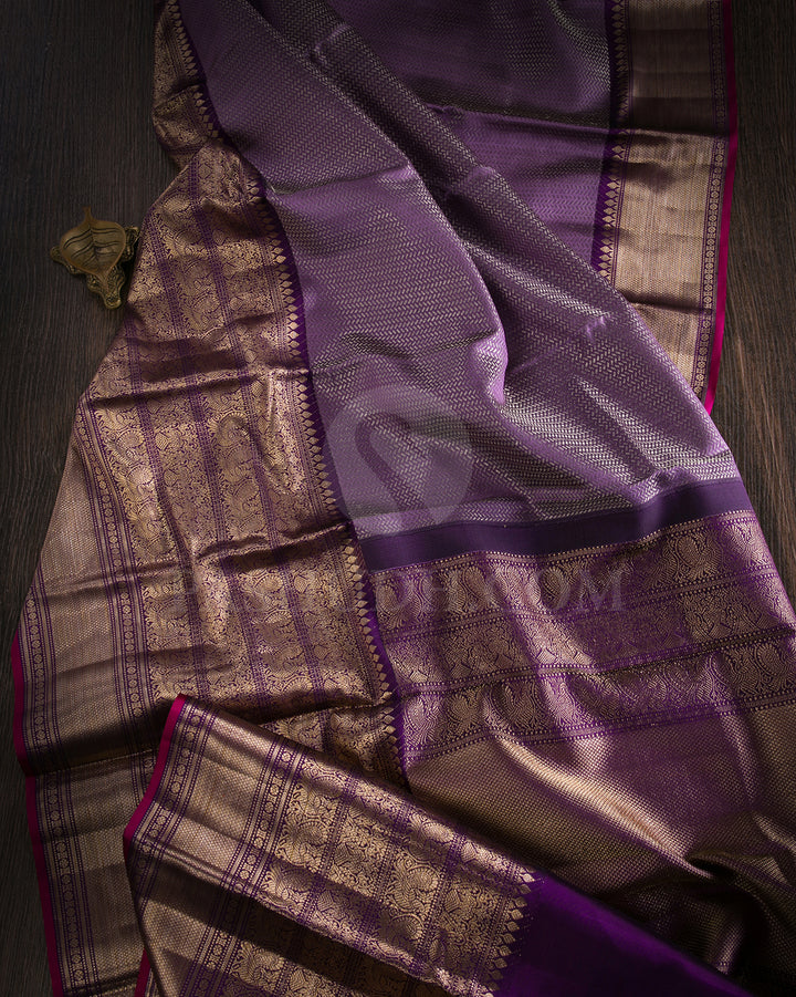 Lavender And Purple Kanjivaram Silk Saree - D569(C)