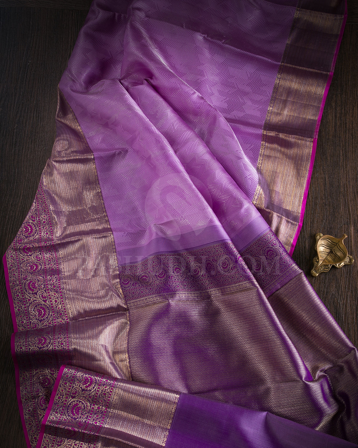 Shades of Lavender And Rani Pink Kanjivaram Silk Saree - DT290(B)