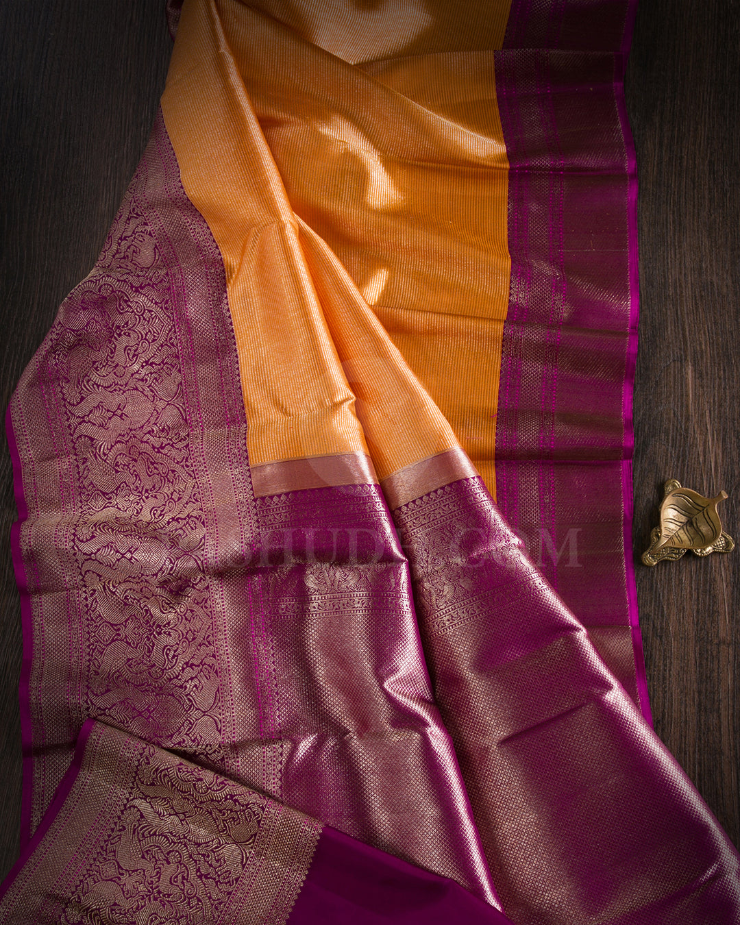 Orange And Violet Kanjivaram Silk Saree - S1234(B)