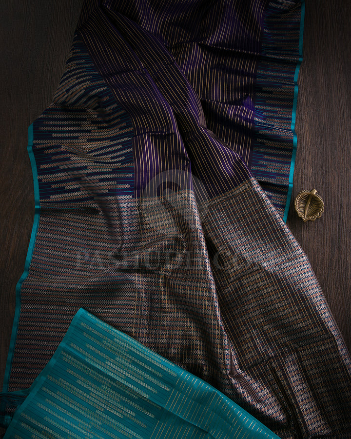 Midnight Blue Kanjivaram Silk Saree - S1277(B)